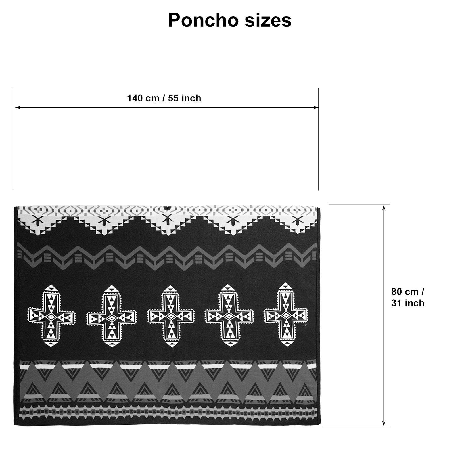 Shiripuno - Harmony of Contrasts Reversible Alpaca-Cotton Poncho - Aztec Geometric Accents