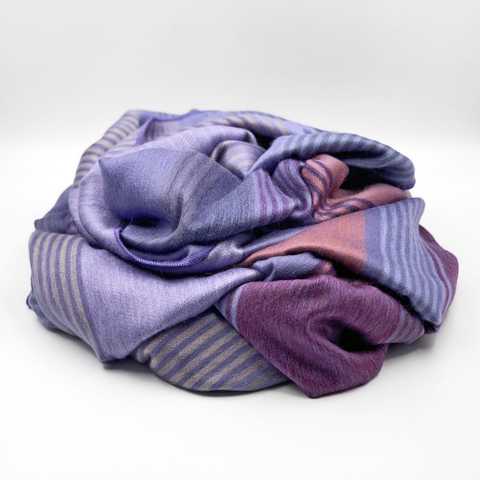 Ochoa - Baby Alpaca Wool Throw Blanket / Sofa Cover - Queen 90" x 70" - multi colored stripes pattern