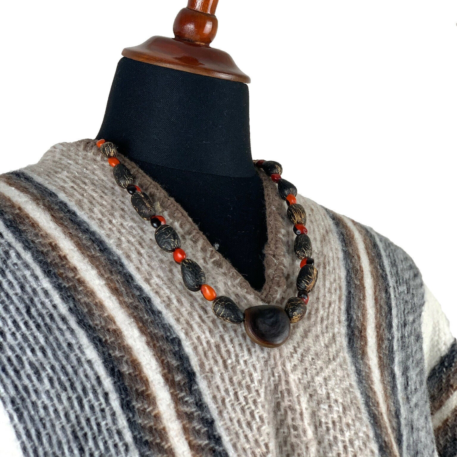 Llama Wool Unisex South American Handwoven Serape Poncho - M-XXL - striped pattern