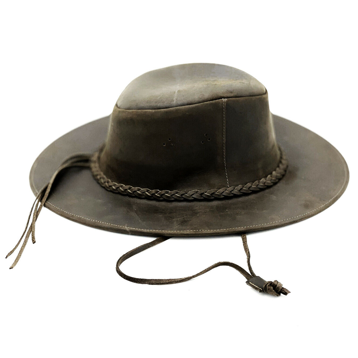 4456 Unisex Western Genuine Leather Cowboy Hat - Wide Brim, Vintage Band Genuine Leather Cowboy Hat - Durable Western Style & Sun  main image 4