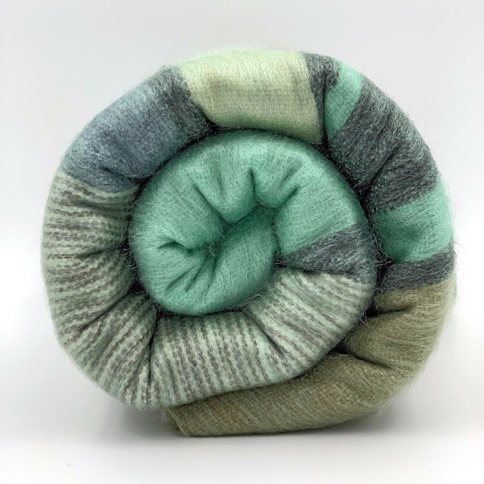 Saquisili - Baby Alpaca Wool Throw Blanket / Sofa Cover - Queen 98" x 65" - Striped Pattern Mixed Aqua/Green