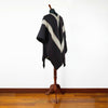 Zurmi - Llama Wool Unisex South American Handwoven Thick Serape Poncho - striped - dark purple