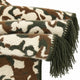 Camo alpaca wool poncho – close-up of the folded edge with stitched hem and olive green fringe