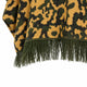 Gold and olive camo alpaca wool poncho – close-up of the hem with dark olive fringe