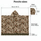 Camo alpaca wool poncho – size guide: 140 cm / 55.1 in wide, body length 92 cm / 36.2 in, fringe 8 cm / 3.1 in, hood 28 x 35 cm / 11.0 x 13.8 in