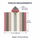 Rasu poncho size guide: 41.7 x 37 in (106 x 94 cm), hood 13.4 x 9.4 in (34 x 24 cm), weight 1.96 lb (0.89 kg)