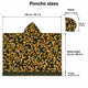 Gold and olive camo alpaca wool poncho – size guide: 140 cm / 55.1 in wide, body length 92 cm / 36.2 in, fringe 8 cm / 3.1 in, hood 28 x 35 cm / 11.0 x 13.8 in