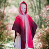 Kullki - Llama Wool Unisex South American Handwoven Kids Poncho Pullover - Red/Purple