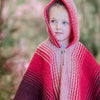 Kullki - Llama Wool Unisex South American Handwoven Kids Poncho Pullover - Red/Purple