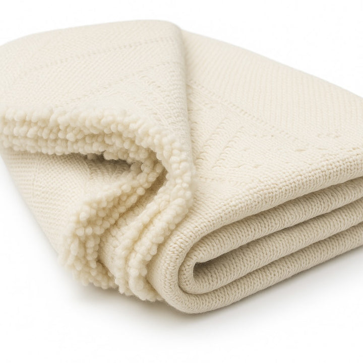 Chamica - Heavy and Thick Llama wool throw Blanket - Solid white