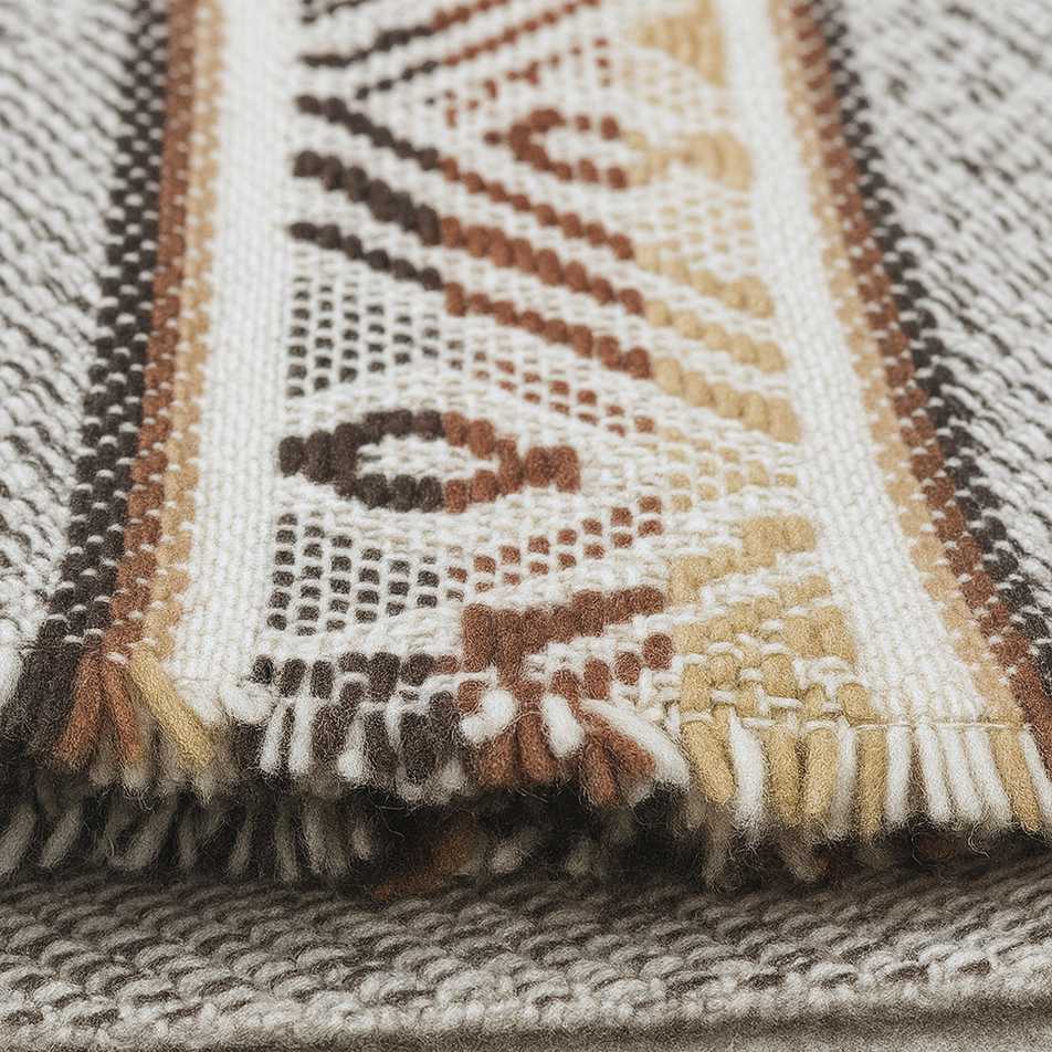 Chicaloma - Heavy and Thick Llama wool throw Blanket - Geometric pattern