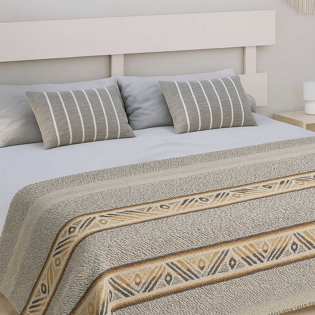 Chicaloma - Heavy and Thick Llama wool throw Blanket - Geometric pattern