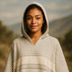 Uchucay - Lightweight Unisex Summer Cotton Poncho – Cream & Gray with Authentic Pattern