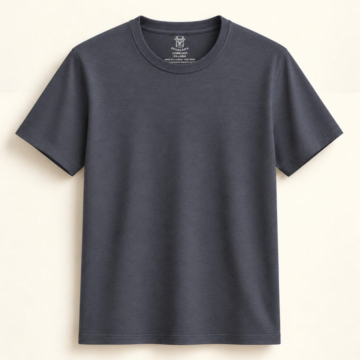 100% organic cotton premium unisex t-shirt, plain Storm Grey, front view