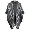 Yasapa - Llama Wool Unisex South American Handwoven Hooded Poncho - gray striped pattern