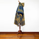 Paccha - Llama Wool Unisex South American Handwoven Thick Hooded Poncho - Andean pattern - denim blue-yellow colours