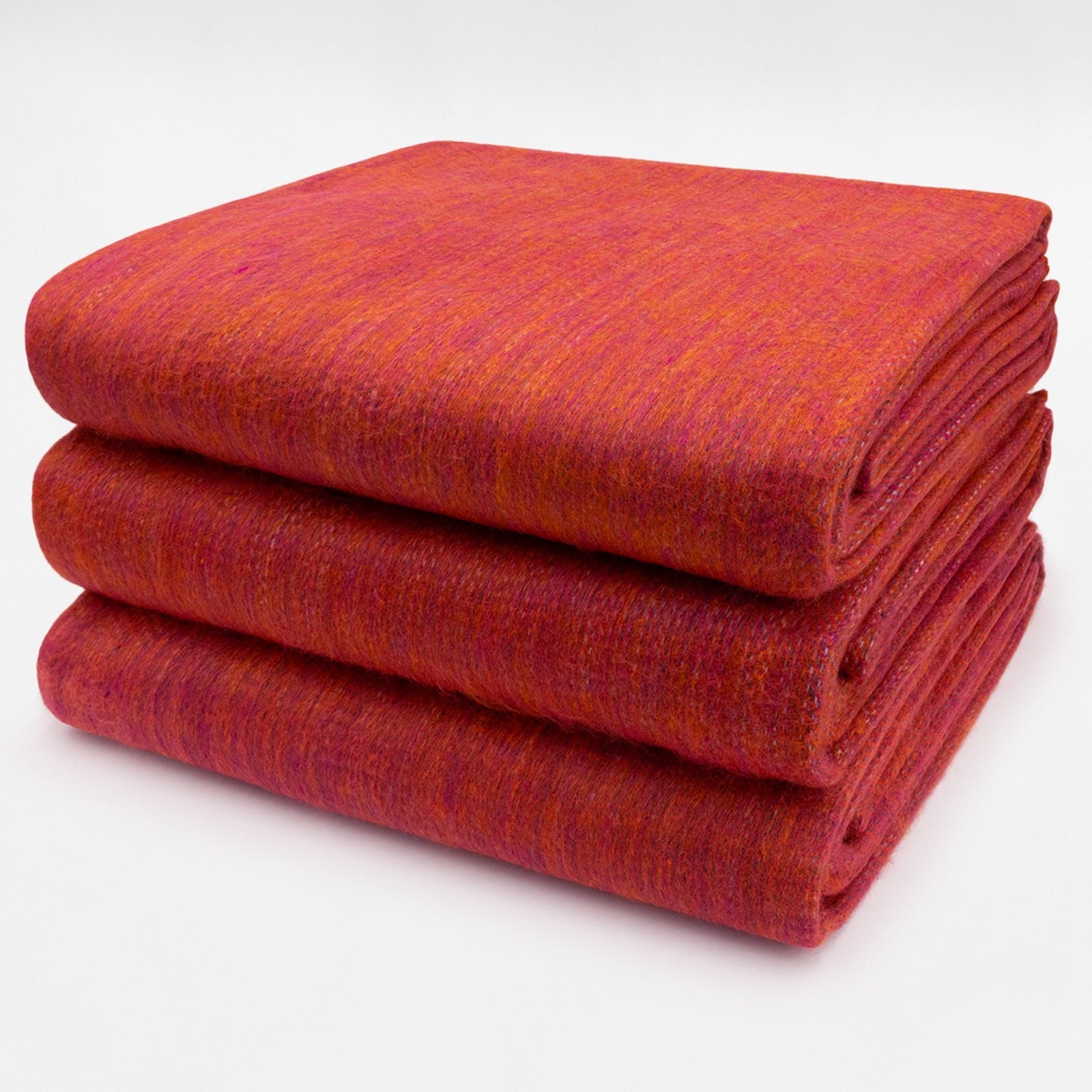 Kuyana - Double Density Baby Alpaca Wool Throw Blanket / Sofa Cover - Queen 94 x 65 - Fiery Red