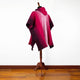Pucaloma - Llama Wool Unisex South American Handwoven Hooded Poncho - pink-purple striped pattern