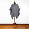 Quevedo - Llama Wool Unisex South American Handwoven Hooded Poncho - black and white pattern - pocket