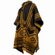 Pomasqui - Llama Wool Unisex South American Handwoven Thick Hooded Poncho - Andean pattern - charcoal-mustard colours