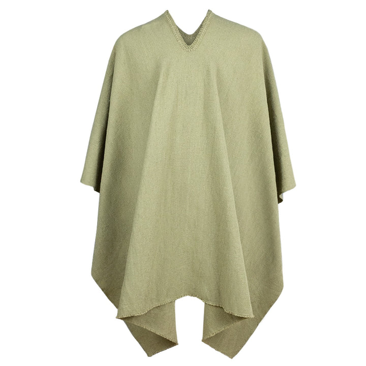 Kawsay - 100% Llama Wool Handwoven Poncho - Unisex - Olive Green