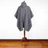 Quevedo - Llama Wool Unisex South American Handwoven Hooded Poncho - black and white pattern - pocket