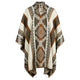 Nunka - Llama Wool Unisex South American Handwoven Thick Hooded Poncho - Andean pattern - natural colours