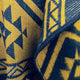 Paccha - Llama Wool Unisex South American Handwoven Thick Hooded Poncho - Andean pattern - denim blue-yellow colours