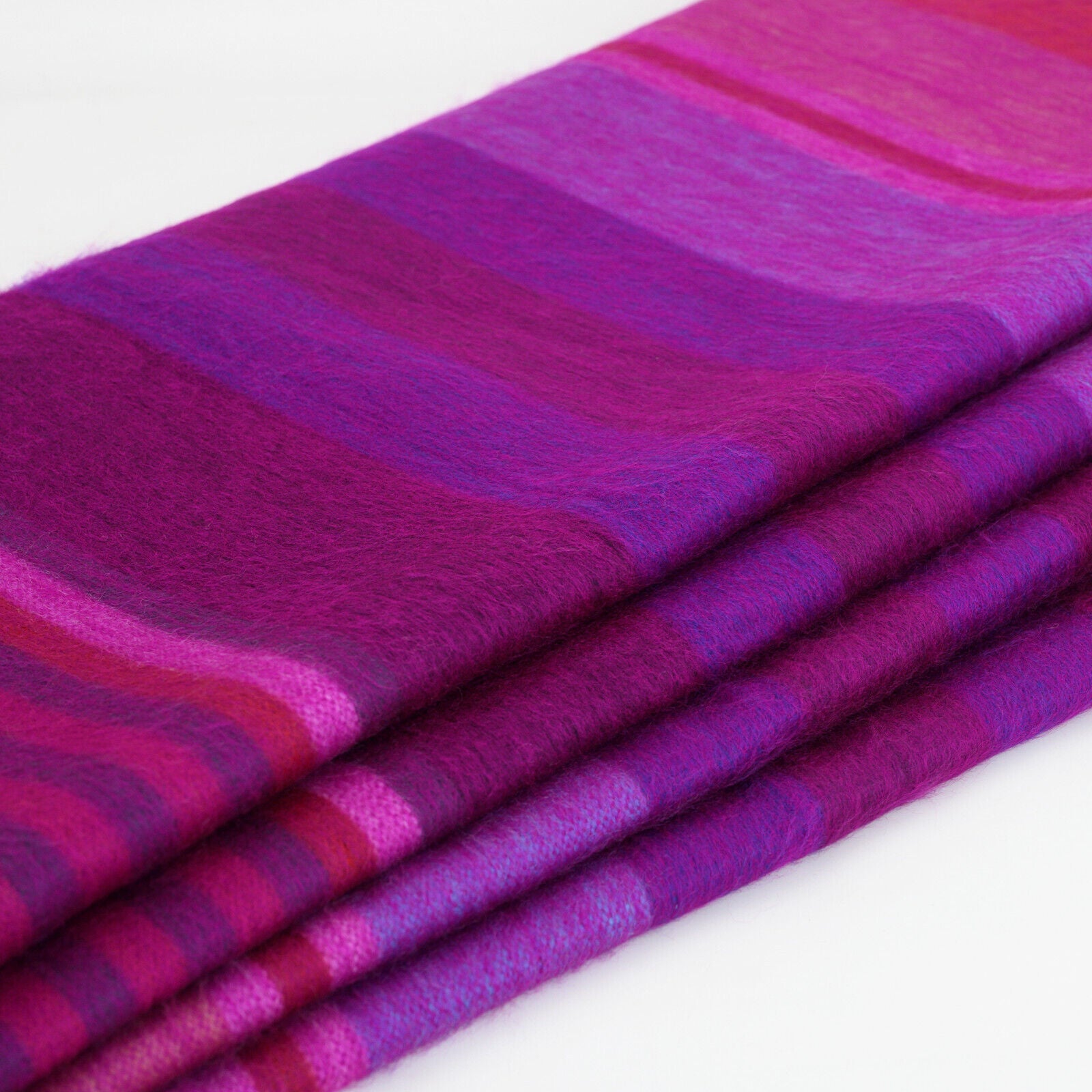 Chone - Baby Alpaca Wool Throw Blanket / Sofa Cover - Queen Size 97" x 69" - Vibrant Purples & Rich Pinks