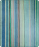 Sucua baby alpaca wool blanket – several vertical stripes vary in width and shade, featuring blues, greens, and grays. The pattern creates a soothing, abstract design on a rectangular surface