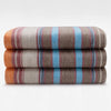 Yacullacta - Baby Alpaca Wool Throw Blanket / Sofa Cover - Queen 96 x 67 in - Multicolor Striped In Orange Blue Taupe