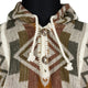 Nunka - Llama Wool Unisex South American Handwoven Thick Hooded Poncho - Andean pattern - natural colours