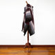 Zhinay – Lightweight Alpaca Blend High-Collar Poncho – Burgundy & Gray – Unisex