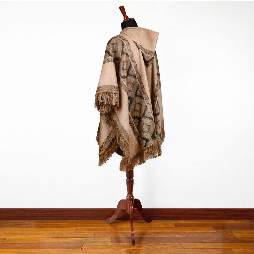 Poncho avec Capuche Fourrure Verte - Poncho Bohème Poncho avec Capuche Fourrure Verte - Poncho Bohème