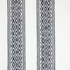 Black and white textile features vertical geometric patterns with diamond shapes, evenly spaced, on a plain background, creating a symmetrical and repetitive design.