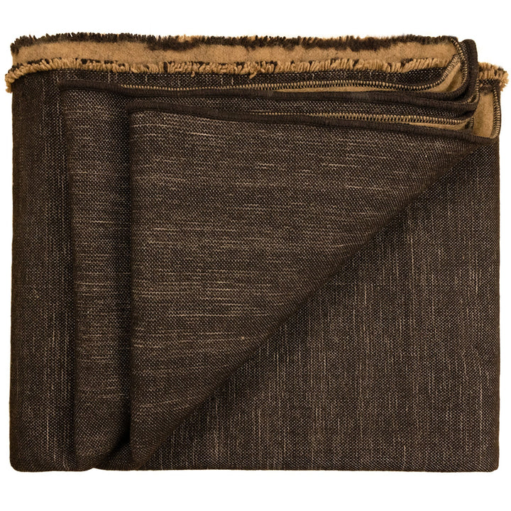 Yacupamba - Heavy and Thick Extra Large Reversible Llama wool artisanal handwoven Blanket - Solid Chocolate Brown
