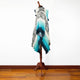 Punin – Lightweight Alpaca Blend High-Collar Poncho – Turquoise & Blue – Unisex
