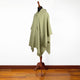 Pillagua - 100% Llama Wool Handwoven Hooded Poncho - Unisex - solid olive green - pocket
