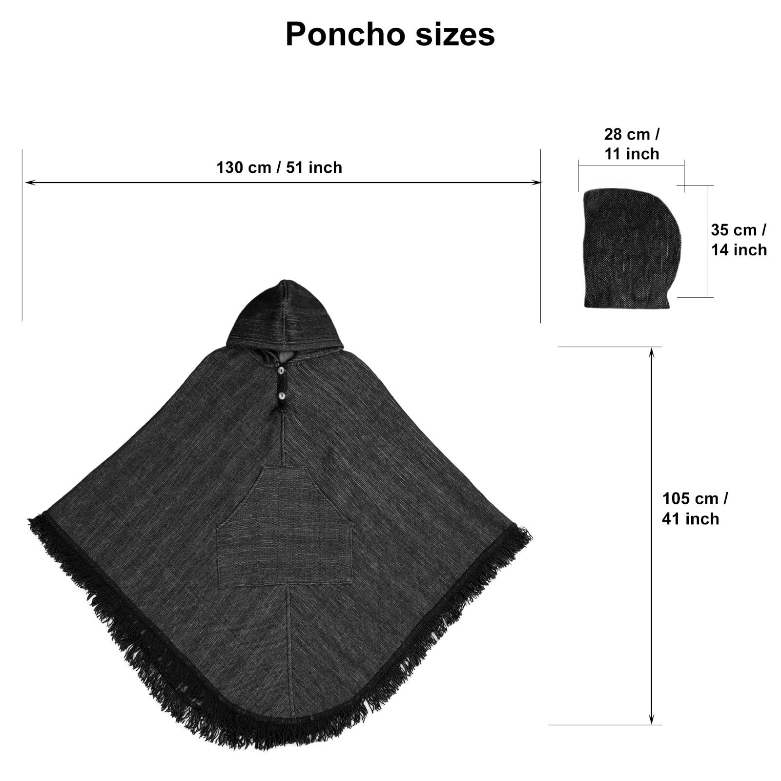 Chaska - 100% Llama Wool Handwoven Hooded Poncho – Earth Brown Pattern – Pocket - Unisex