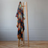 Anzu - Baby Alpaca Wool Throw Blanket / Sofa Cover - Queen 96 x 66 in - Multicolor Checker Plaid In Orange Blue Brown