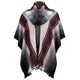 Zhinay – Lightweight Alpaca Blend High-Collar Poncho – Burgundy & Gray – Unisex