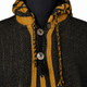 Pomasqui - Llama Wool Unisex South American Handwoven Thick Hooded Poncho - Andean pattern - charcoal-mustard colours