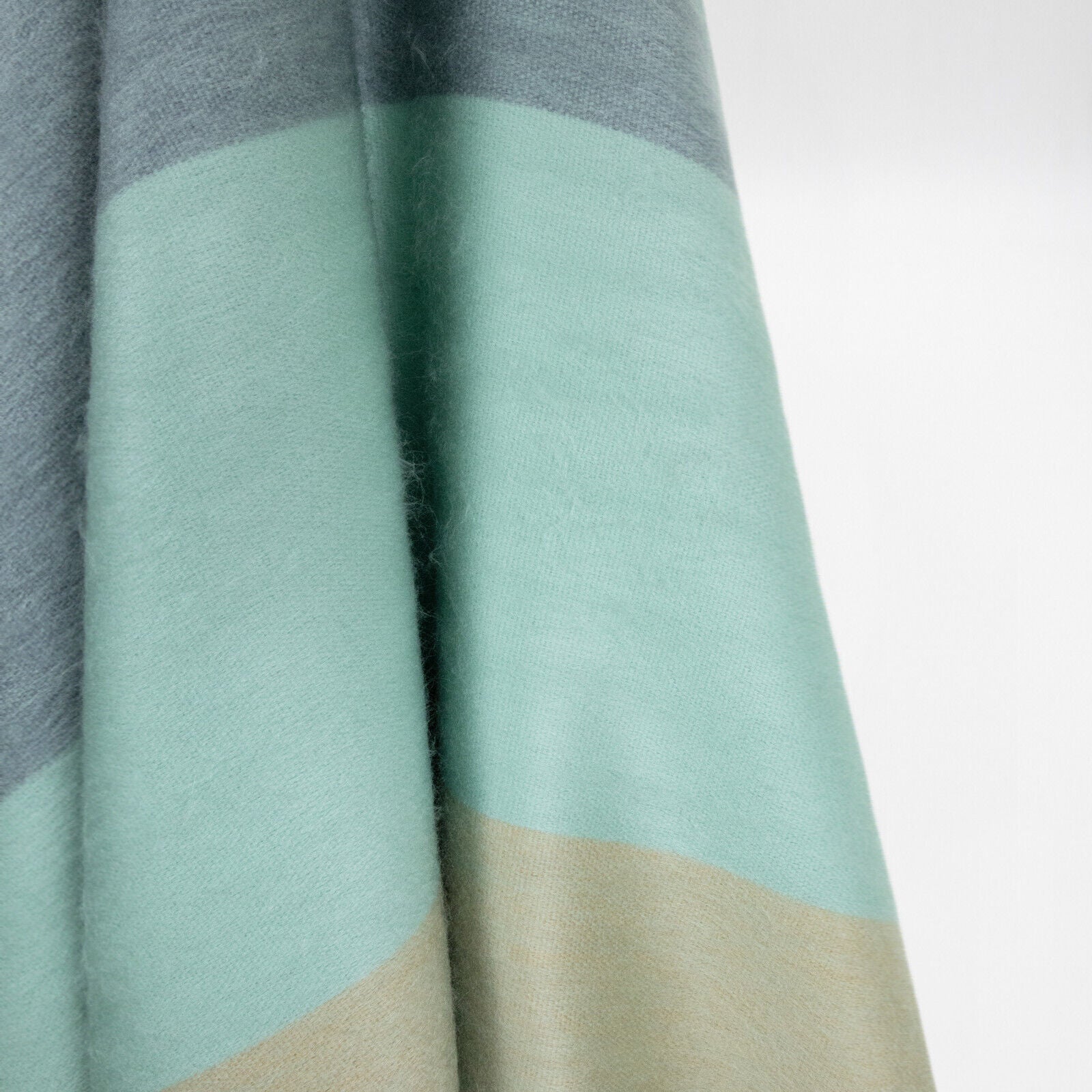 Tulabug - Baby Alpaca Wool Throw Blanket / Sofa Cover - Queen 97 x 65 in - Multicolor Striped in Aqua blue, Slate & Sand Tones