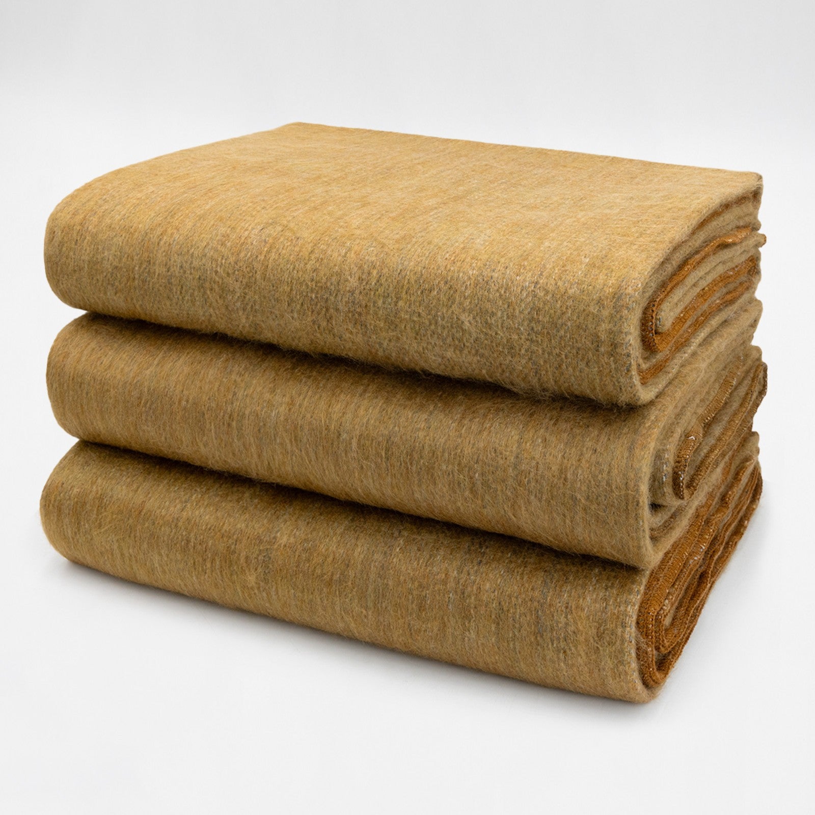 Chilintomo - Double Density Baby Alpaca Wool Throw Blanket / Sofa Cover - Queen 94 x 65 - camel gold