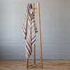 Saraguro - Baby Alpaca Wool Throw Blanket / Sofa Cover - Queen 96 x 67 in - Multicolor Striped in Plum, Lavender, Ivory, and Grey