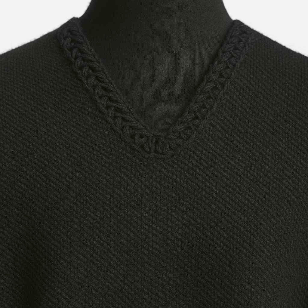 Zhapacal - 100% Llama Wool Handwoven Poncho - Unisex - Charcoal Black