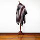 Zhinay – Lightweight Alpaca Blend High-Collar Poncho – Burgundy & Gray – Unisex