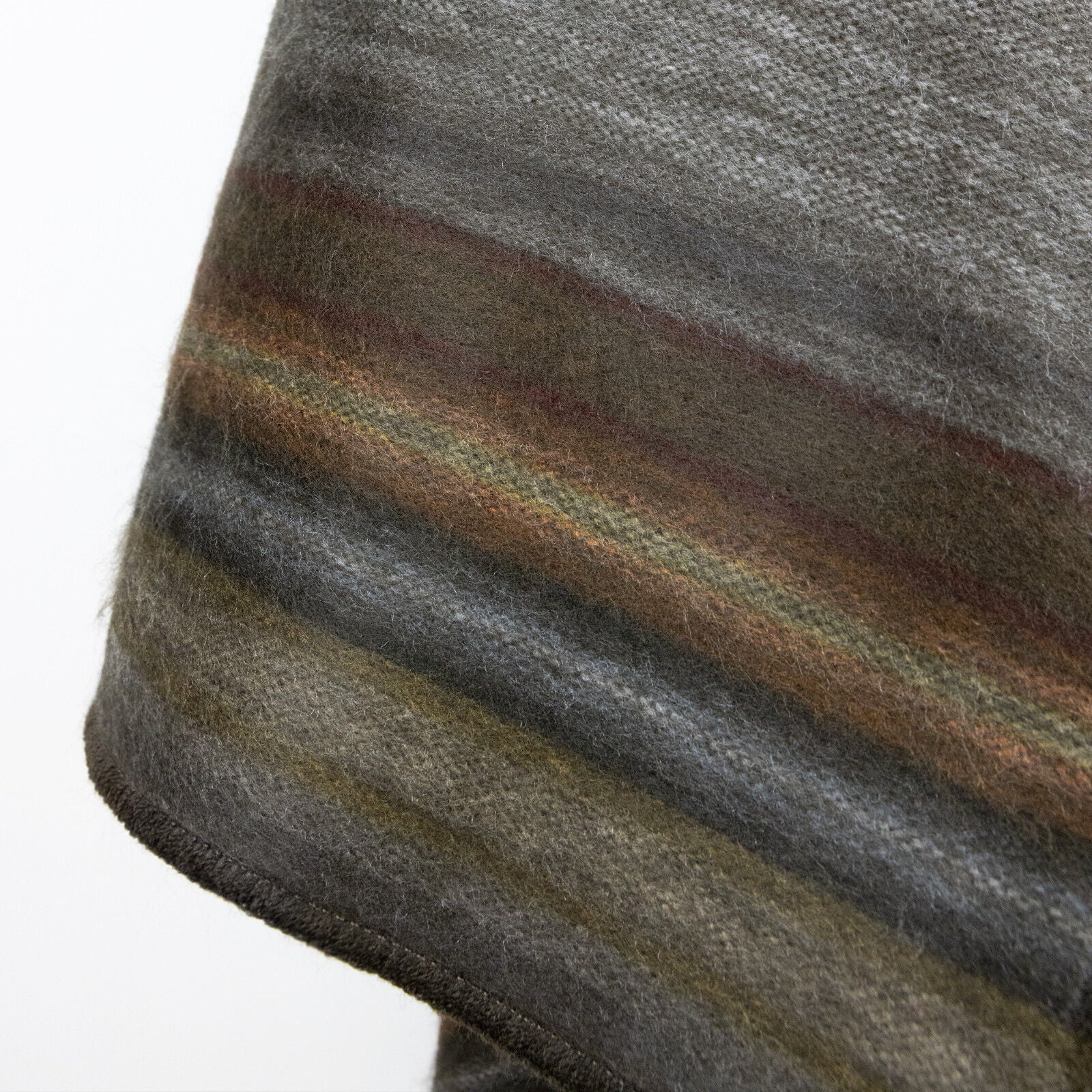 Chilcapamba - Baby Alpaca Wool Throw Blanket / Sofa Cover - Queen 96 x 67 in - Earth Tone Striped in Brown, Coffee and Cocoa