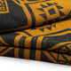 Totoras - Heavy and Thick Extra Large Llama wool artisanal handwoven Blanket - Mustard Gold / Black - Aztec Pattern