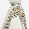 Iliniza - Llama Wool Unisex South American Handwoven Thick Hooded Poncho - Dimond pattern - White/Beige